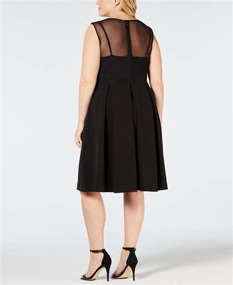 Calvin Klein Plus Size Illusion Back Fit And Flare Dress Macys