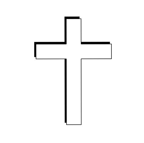 outline christian cross icon wit black shadow isolated on white ...