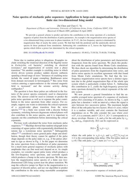 Pdf Noise Spectra Of Stochastic Pulse Sequences Application To Large