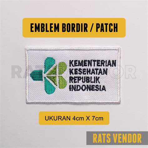 Jual Emblem Bordir Patch Logo Kemenkes Kementerian Kesehatan Republik Indonesia Shopee Indonesia