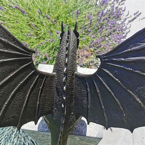 Outdoor Patio Decor: Bronze Garden Dragon Statue Fountain, Resin Water ...