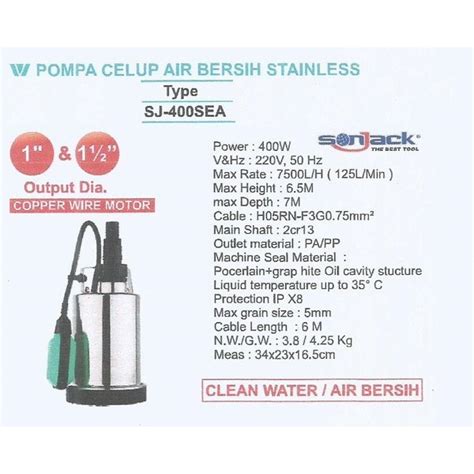 Jual Submersible Pump Pompa Celup Air Bersih Stainless 400 Watt