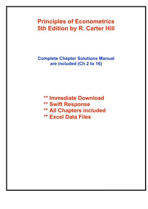Principles Of Econometrics 4th Edition Solutions Hill