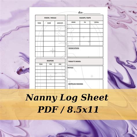 Printable Nanny Daily Log Sheet Pdf X X Baby Daily Log Template