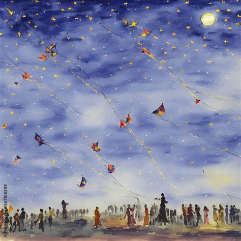 People Flying Kites In Lahore City Pakistan During Traditional Basant