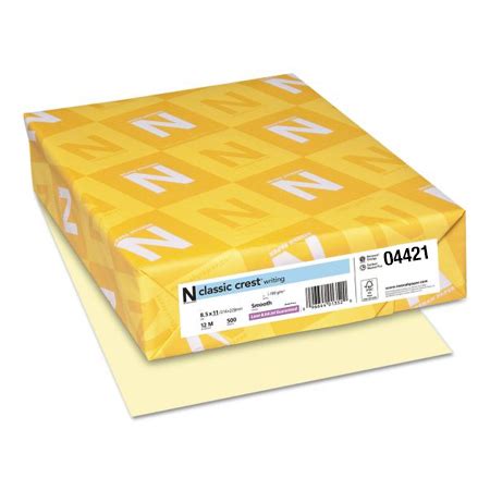 Neenah Paper Classic Crest Natural White Smooth 80 Lb Cover 8 5x11 In