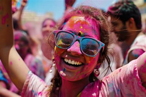 Premium Photo People Celebrating The Holi Festival Of Colors In Nepal