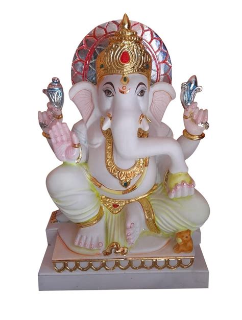 Multicolor White Marble Lord Ganesha Statue Feet At Rs In Budhana