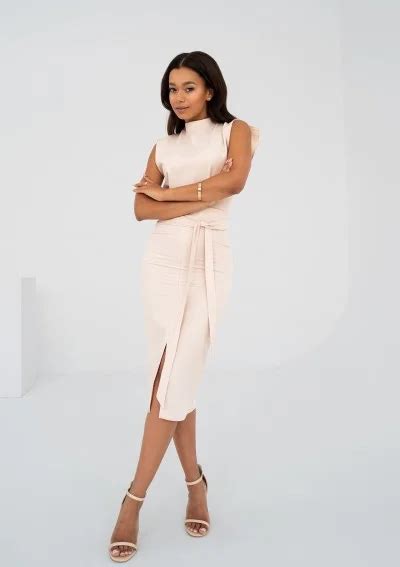 Gemma O Wkowa Sukienka Midi Nude Mosquito