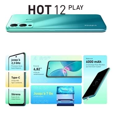 Infinix Hot 12 Play X6816 64 Rom 4 Ram Daylight Green Fiche Technique Et Prix Au Maroc