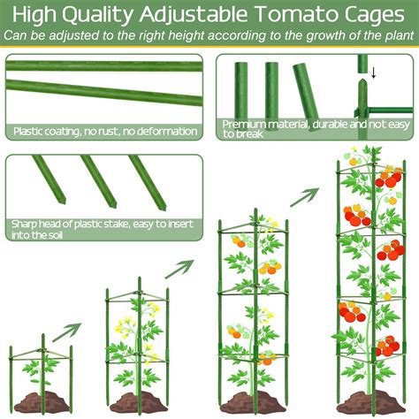 Halatool 6 Pack Tomato Cages For Garden Up To 48in 4FT Adjustable