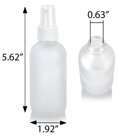 4 Oz Frosted Clear Glass Boston Round Bottle With White Fine Mist Sprayer 6 Pack