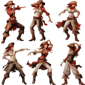 Female Pirate In Different Poses Female Pirate Character Png