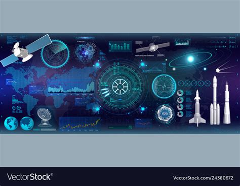 Spacecraft control panel dashboard in hud style Vector Image