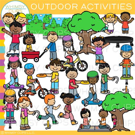 Kids Outdoor Activities Clip Art , Images & Illustrations | Whimsy Clips