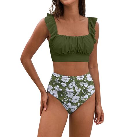 Clearance Yajing Swimwear For Women Cover Ups For Swimwear Women Flanged Bikini Set With Breast