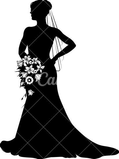 Bride Bridal Wedding Dress Silhouette Woman Design 素材 Canva可画