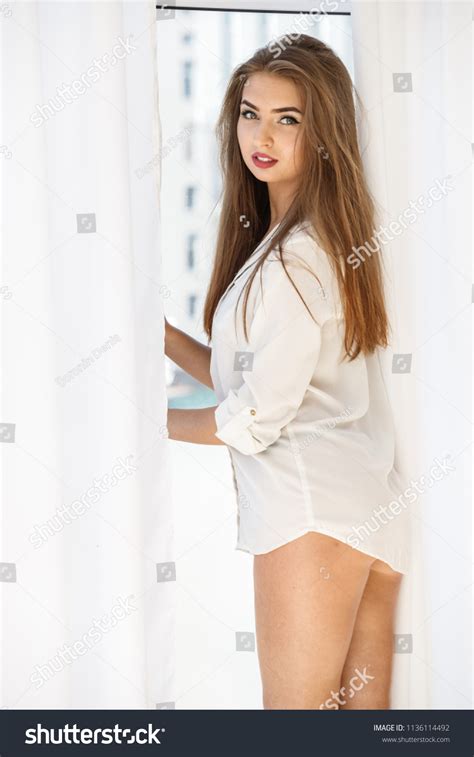 Beautiful Girl Sexy Blonde Posing Shirt Stock Photo Shutterstock