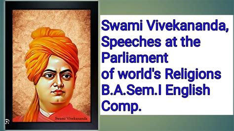 Swami Vivekananda Speeches At The Parliament Of World S Religions B A