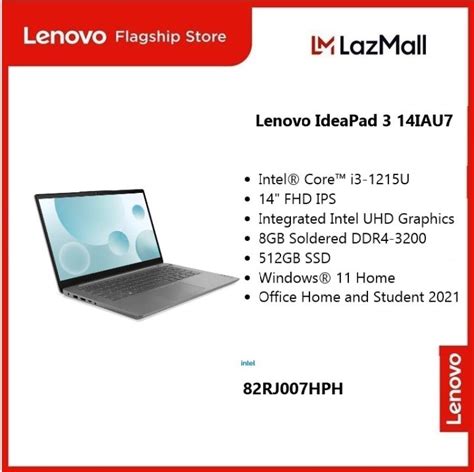 Lenovo IdeaPad 3 14IAU7 82RJ007HPH | Intel® Core™ i3-1215U | Integrated Intel UHD Graphics | 14 ...