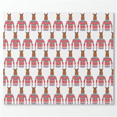 Cute Llama Wearing Funny Ugly Christmas Sweater Wrapping Paper Zazzle