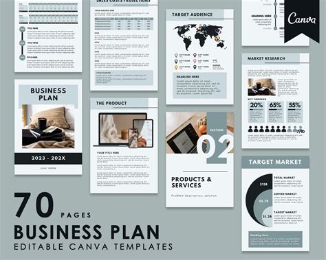 Business Plan Template, Canva Template for Business Plan, Editable ...