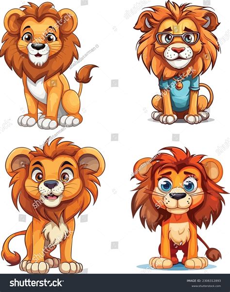 Lion Cartoon Set Collectionvector Set Lion Stock Vector Royalty Free