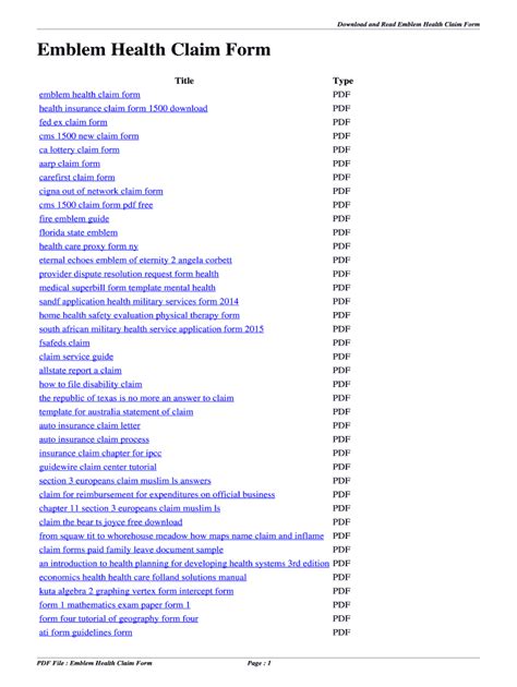 Fillable Online Emblem Health Claim Form Emblem Health Claim Form Fax