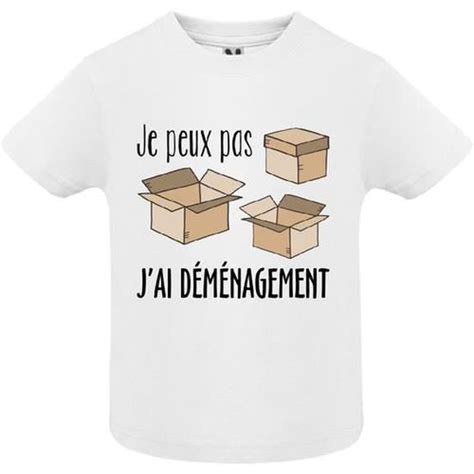 T Shirt Premium Manche Courte B B Gar On Blanc Je Peux Pas Jai