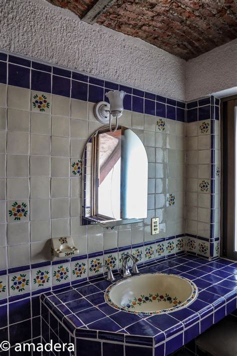 Blue and White Tile Bathroom Decor