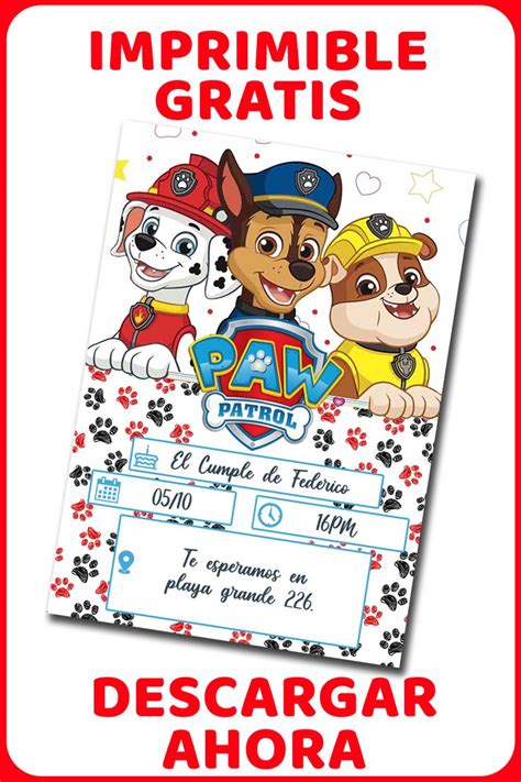 Invitaci N Gratis De Paw Patrol Para Editar Y Imprimir Invitaciones