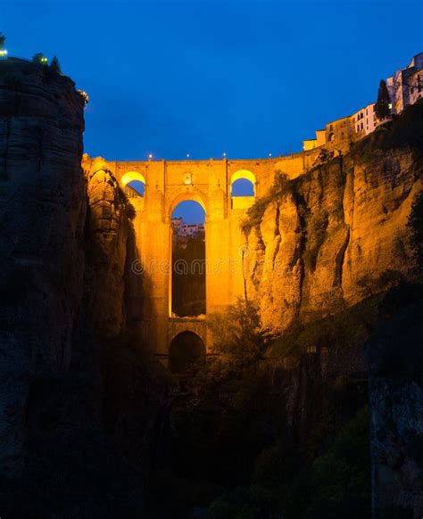 Puente Nuevo, New Bridge, At Night In Ronda, Spain Stock Photo - Image ...