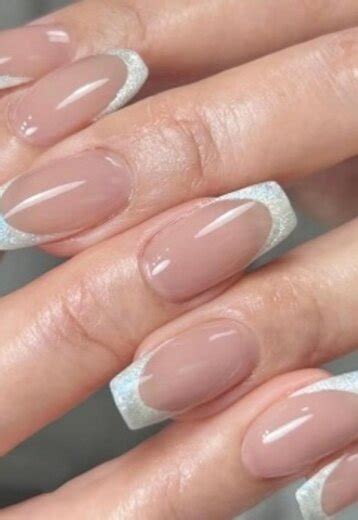Nude Glitter French Tip Kunstnagels Uwantisell Nl