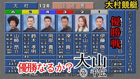 【大村優勝戦】波乱①伊藤②大山千広③深川④岡部⑤鈴木⑥山崎 Youtube