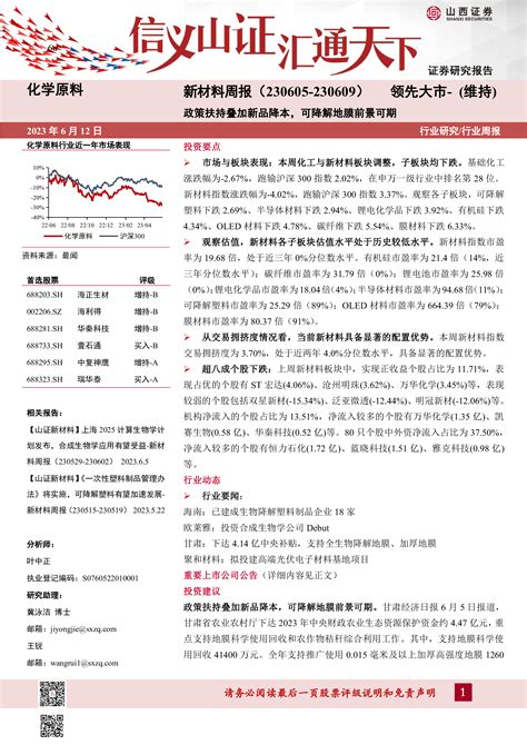 新材料周报：政策扶持叠加新品降本，可降解地膜前景可期 洞见研报 行业报告