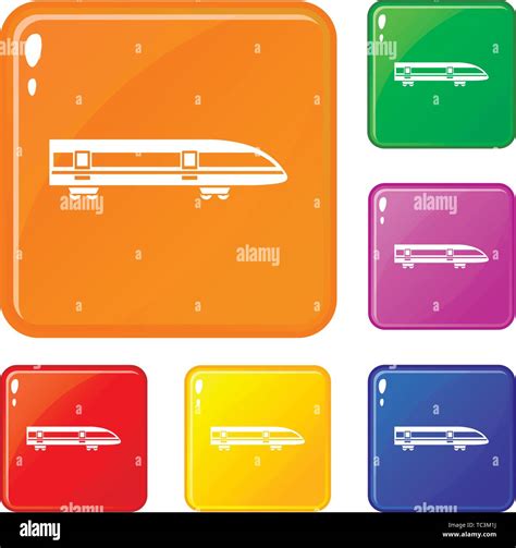 Modern High Speed Train Icons Set Vector Color Stock Vector Image And Art