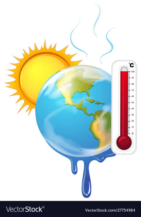 Global Warming With Hot Sun Royalty Free Vector Image