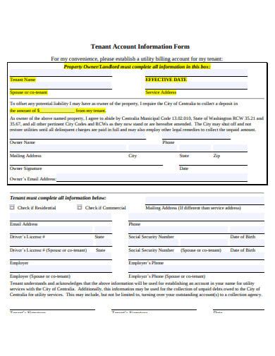 19 Tenant Information Form Templates In Pdf Doc