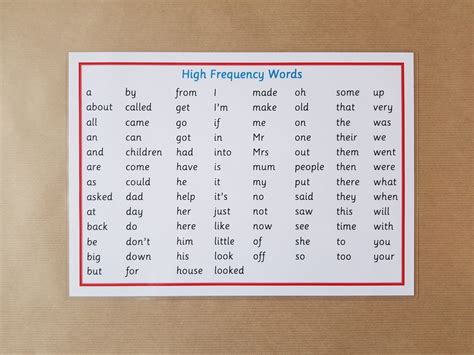 High Frequency Word Mat First 100 Words Phonics Literacy Etsy