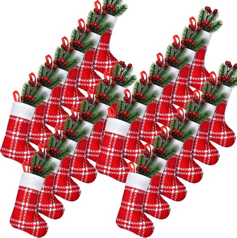 Amazon Skylety 24 Pcs Christmas Stockings In Bulk Plush Cuff Small