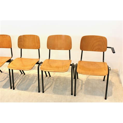 Banc De Chaises D Cole Empilables Industriel Vintage En Contreplaqu