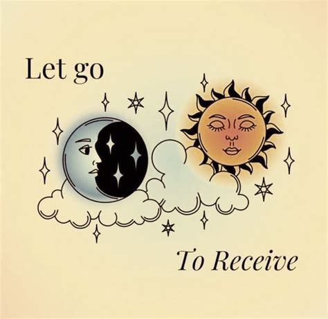 Two Sun And Moon Faces With The Words Let Go To Receive