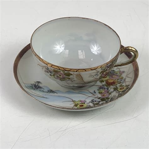 Antiga Xicara De Cha Porcelana Antiga Oriental Flores Imp Rio Dos