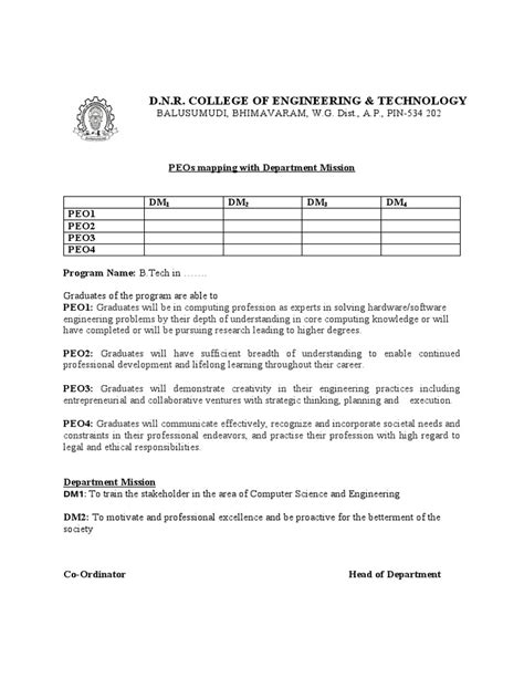 PEO Mappings | Download Free PDF | Engineering | Creativity