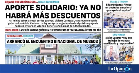 Diario La Opinión Austral tapa edición impresa del viernes 10 de ... 