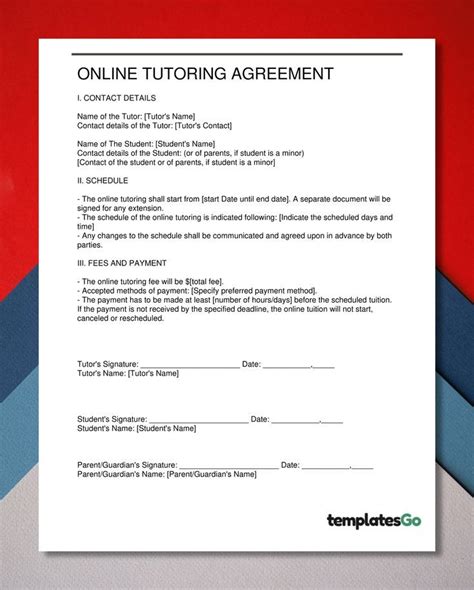 Online Tutoring Agreement Editable Version Letter To Teacher Online Tutoring School Terms