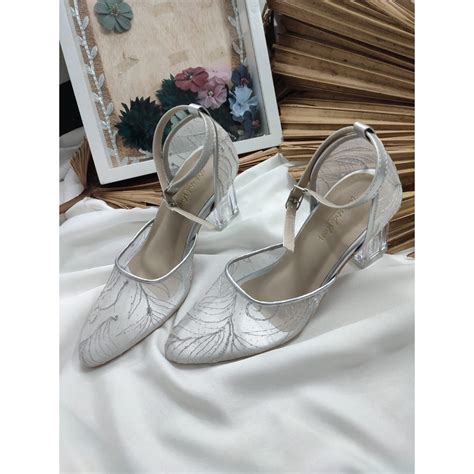 Jual Sepatu Wedding Wanita Talia Silver Polos Shopee Indonesia