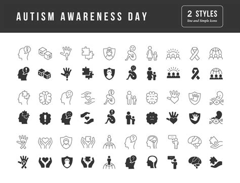 Vector Simple Icons Of Autism Awareness Day 9640559 Vector Art At Vecteezy