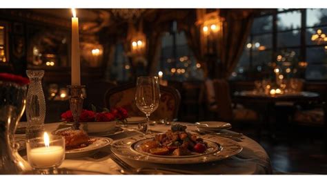 Premium Photo | Candlelight dinner in a fancy restaurant