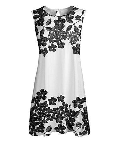 Another Great Find On Zulily White Black Floral Sleeveless Tunic